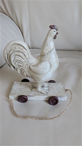 Rooster display in off white antiqued color