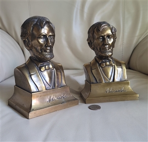 Abe Lincoln bookends metal cast library display