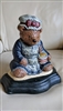 Large cast iron mama bear with honey jar doorstop