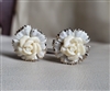 Coro clip on gold tone metal rose center earrings