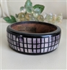 Bangle wooden bracelet with mosaic bone inlay