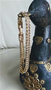 Shimmering high gold tone 3 strings pave bracelet