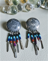 Navajo sterling Thunderbirds stud earring signed
