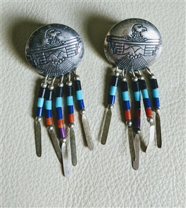 Navajo sterling Thunderbirds stud earring signed