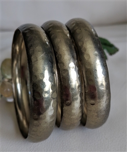 Gold tone hand hammered design bangles set of 3