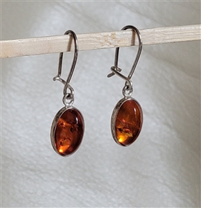 Natural Baltic Amber Sterling vintage dangle earrings.