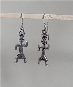 South American sterling tribal men dangle earrings