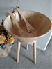 Huge wooden bowl with stand adjustable height