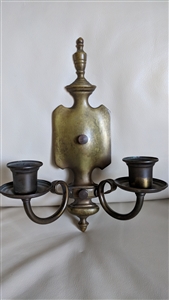 Brass dark patina double candle holder wall mount