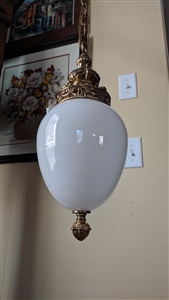 Oval milk glass shade ceiling lamp Underwriters