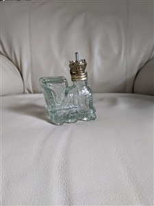 Clear glass aqua hue locomotive oil lamp base