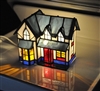 Stained glass house accent lamp