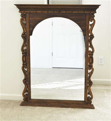 Large wooden wall mirror in elegant frame 1969