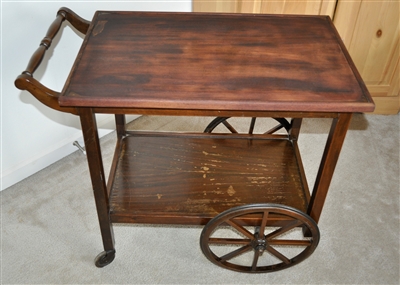 Elegant portable brown wood bar cart serving table