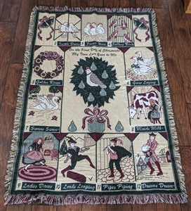 Christmas 12 days gifts tapestry throw blanket