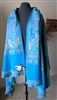 Two sided wool shawl wrap in turquoise beige color