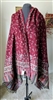 Huge wool shawl wrap burgundy grey green India