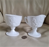 Indiana milk glass Harvest Grape creamer and bowl