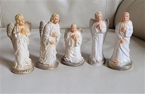 Vintage Chalkware Angels Nativity set of 5