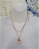 Pink Quartz pendant gold color chain necklace