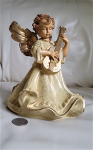 Winged Angel playing mandolin Made in Italy decor