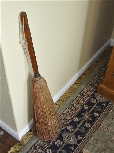 Vintage wood and straw broom