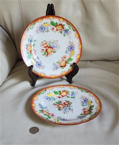 Vintage Japanese colorful porcelain salad plates