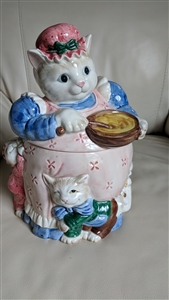 Fitz and Floyd Ceramic Mom cat cookie jar 1988
