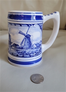 Delfts Blauw Beer Mug white and blue windmils