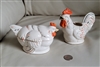 Vintage ceramic Rooster creamer and Hen sugar bowl, Japan.
