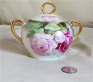 antique Thu E Mr lidded sugar bowl Rose design