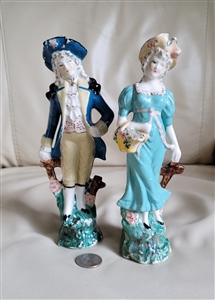 Vintage tall porcelain figurines man and woman