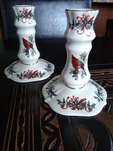 Lenox candlesticks in Winter Greetings pattern