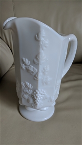 Paneled Grape milk glass pitcher Westmoreland