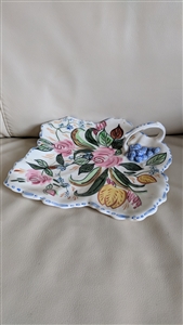 Nove Rose Blue Ridge Southern Pottery leaf plate