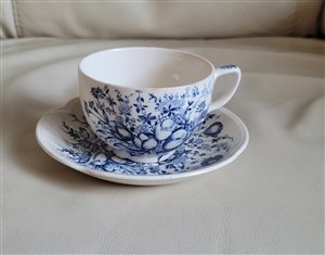 Blue floral porcelain Windsor Ware teacup saucer