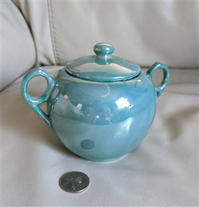 Lusterware blue turquoise lustre sugar bowl Japan