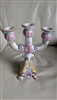 Portuguese porcelain 3 candle holder candelabra