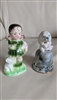 Wales girl with dog porcelain decor and dog bell