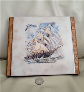 SailShip center decor porcelain tile stand trivet