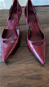 ENZO ANGIOLINI heels in red leather upper sz 7.5