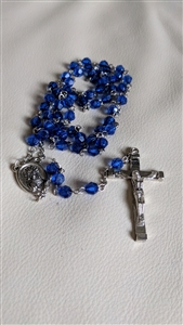 Navy blue beads and metal cross rosary
