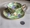 Grapes and vines Saji porcelain pedestal teacup