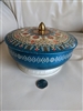Vintage English ornate round container lidded tin