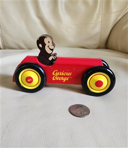 Curious George wooden car with moving wheels