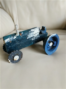 Folk Art primitive cast iron tractor toy farmhouse