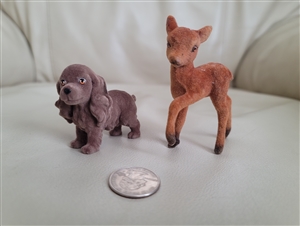 Flocked mini Cocker Spaniel and fawn decor