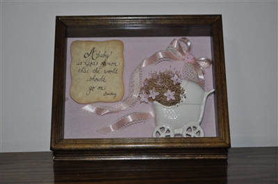 New Baby Girl shadowbox with a quotation note