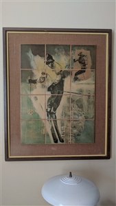 Lou Zansky RARE tile mosaic On the slopes skier 70