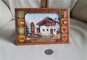 Austrian wooden family crest wall hanging